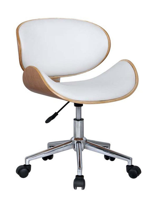 Brown White and Silver Adjustable Height Swivel Rolling Office Chair