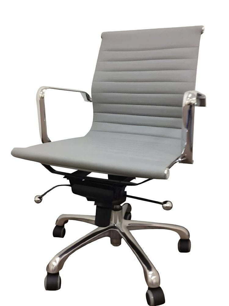 Gray and Silver Faux Leather Adjustable Height Swivel Rolling Office Chair HomeRoots
