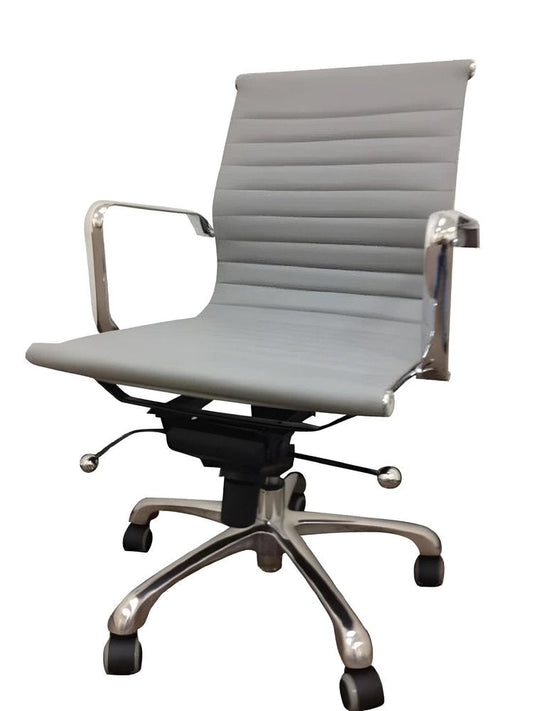 Gray and Silver Faux Leather Adjustable Height Swivel Rolling Office Chair HomeRoots