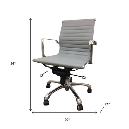 Gray and Silver Faux Leather Adjustable Height Swivel Rolling Office Chair HomeRoots