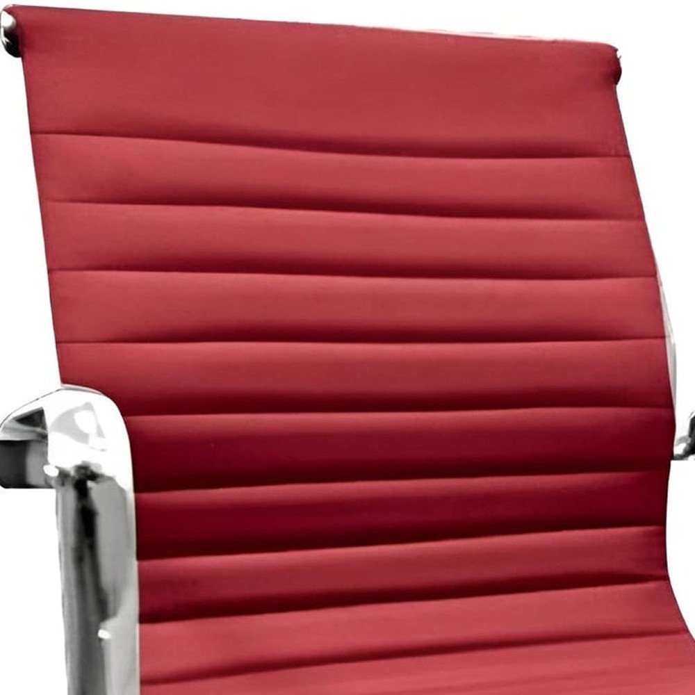 Red and Silver Faux Leather Adjustable Height Swivel Rolling Office Chair HomeRoots