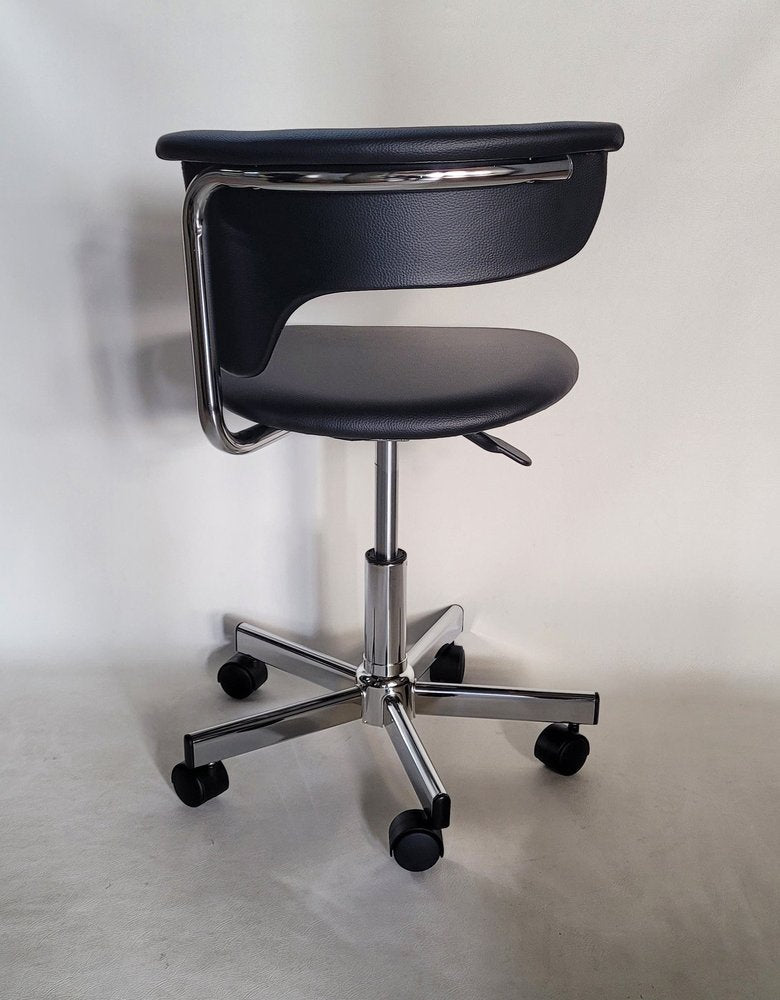 Black and Silver Adjustable Height Swivel Rolling Conference Office Chair HomeRoots
