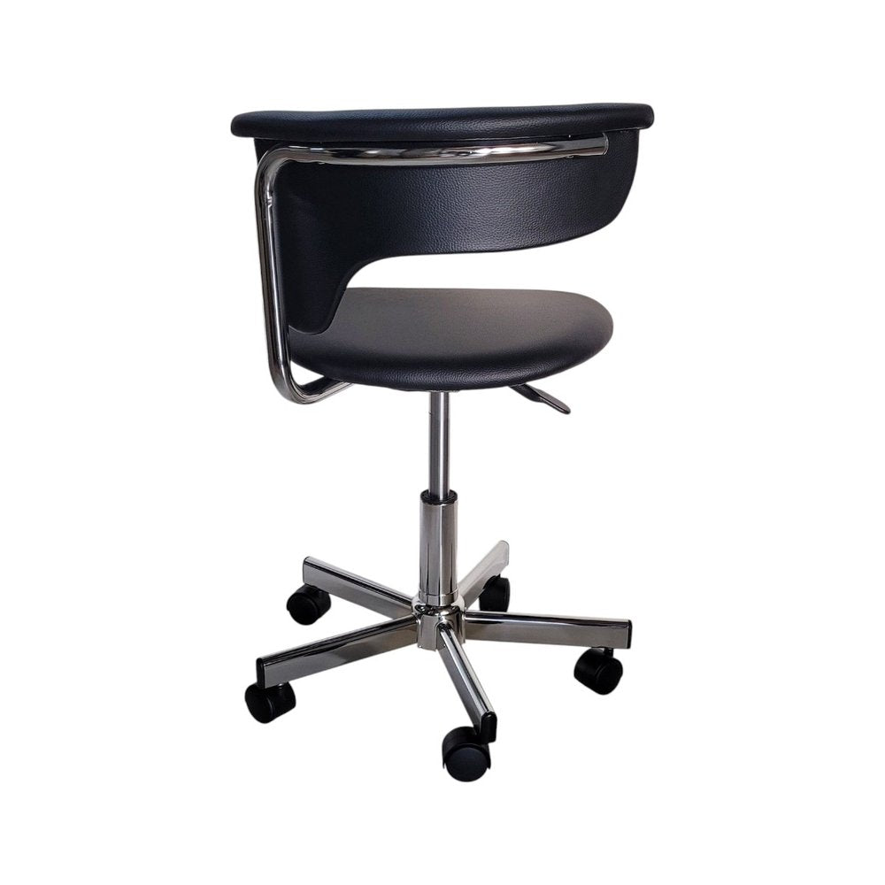 Black and Silver Adjustable Height Swivel Rolling Conference Office Chair — view 4