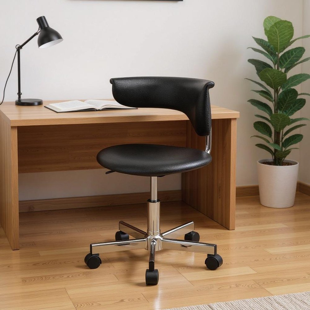 Black and Silver Adjustable Height Swivel Rolling Conference Office Chair HomeRoots