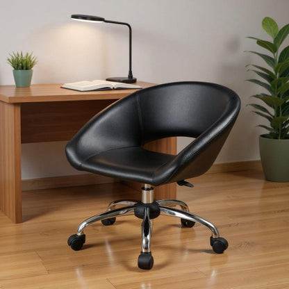 Black and Silver Faux Leather Adjustable Height Swivel Rolling Office Chair HomeRoots