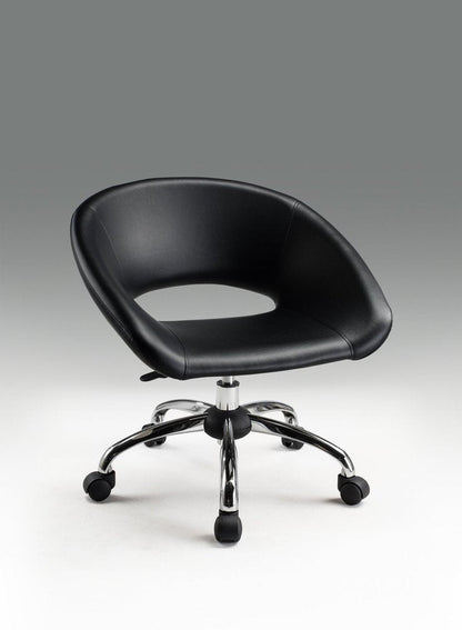 Black and Silver Faux Leather Adjustable Height Swivel Rolling Office Chair HomeRoots