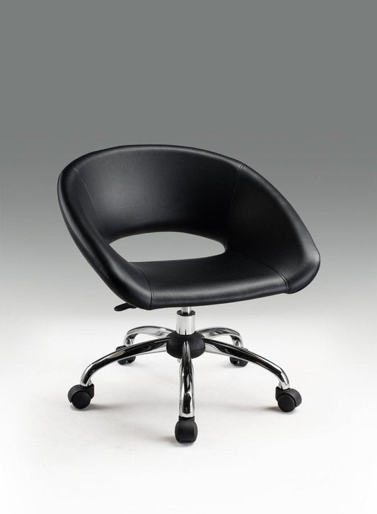 Black and Silver Faux Leather Adjustable Height Swivel Rolling Office Chair HomeRoots