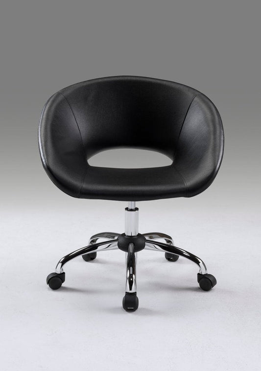 Black and Silver Faux Leather Adjustable Height Swivel Rolling Office Chair HomeRoots