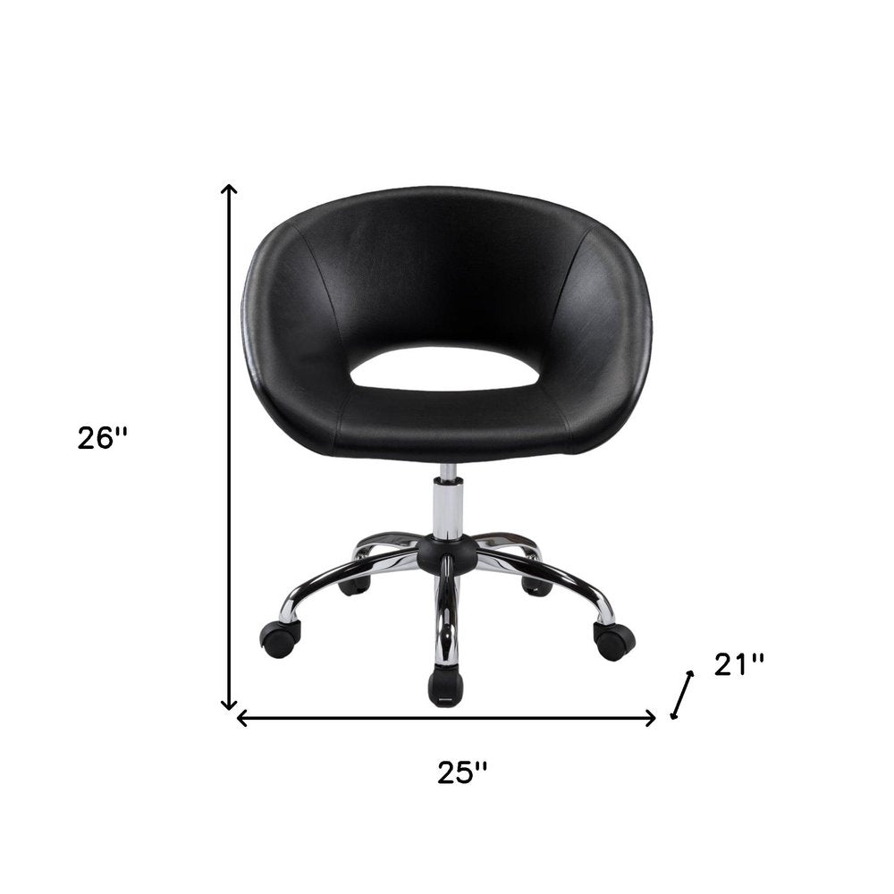 Black and Silver Faux Leather Adjustable Height Swivel Rolling Office Chair HomeRoots