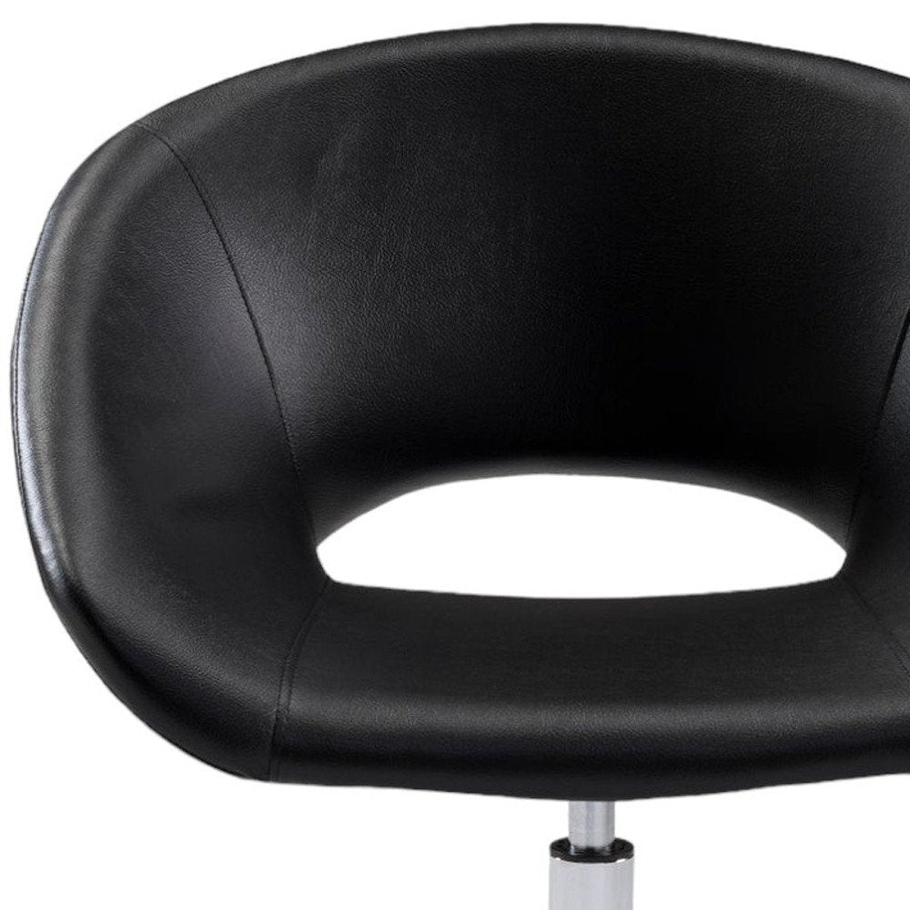 Black and Silver Faux Leather Adjustable Height Swivel Rolling Office Chair HomeRoots