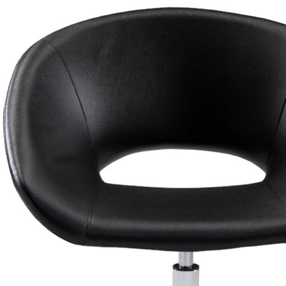 Black and Silver Faux Leather Adjustable Height Swivel Rolling Office Chair HomeRoots