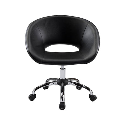 Black and Silver Faux Leather Adjustable Height Swivel Rolling Office Chair HomeRoots
