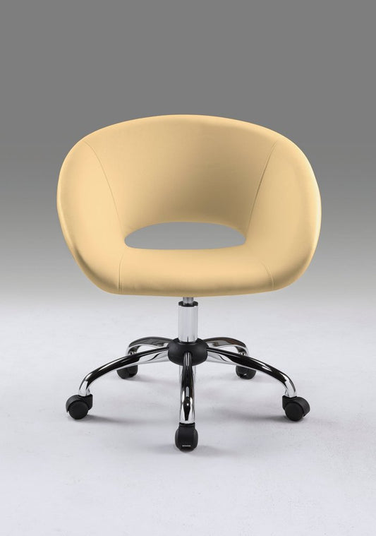 Beige and Silver Faux Leather Adjustable Height Swivel Rolling Office Chair HomeRoots