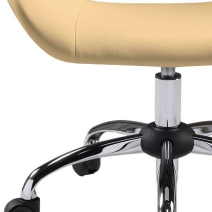 Beige and Silver Faux Leather Adjustable Height Swivel Rolling Office Chair HomeRoots