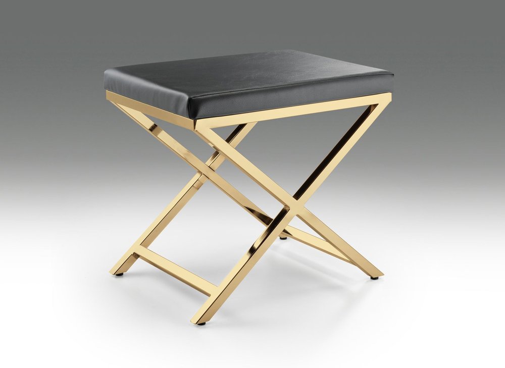 21" Charcoal and Gold Faux Leather Vanity Chair HomeRoots