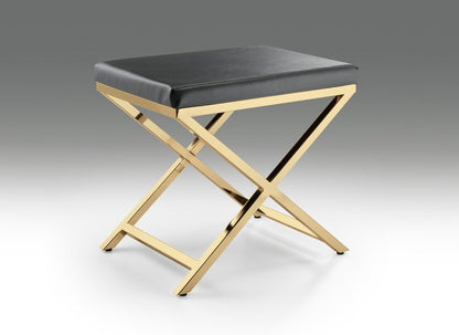 21" Charcoal and Gold Faux Leather Vanity Chair HomeRoots