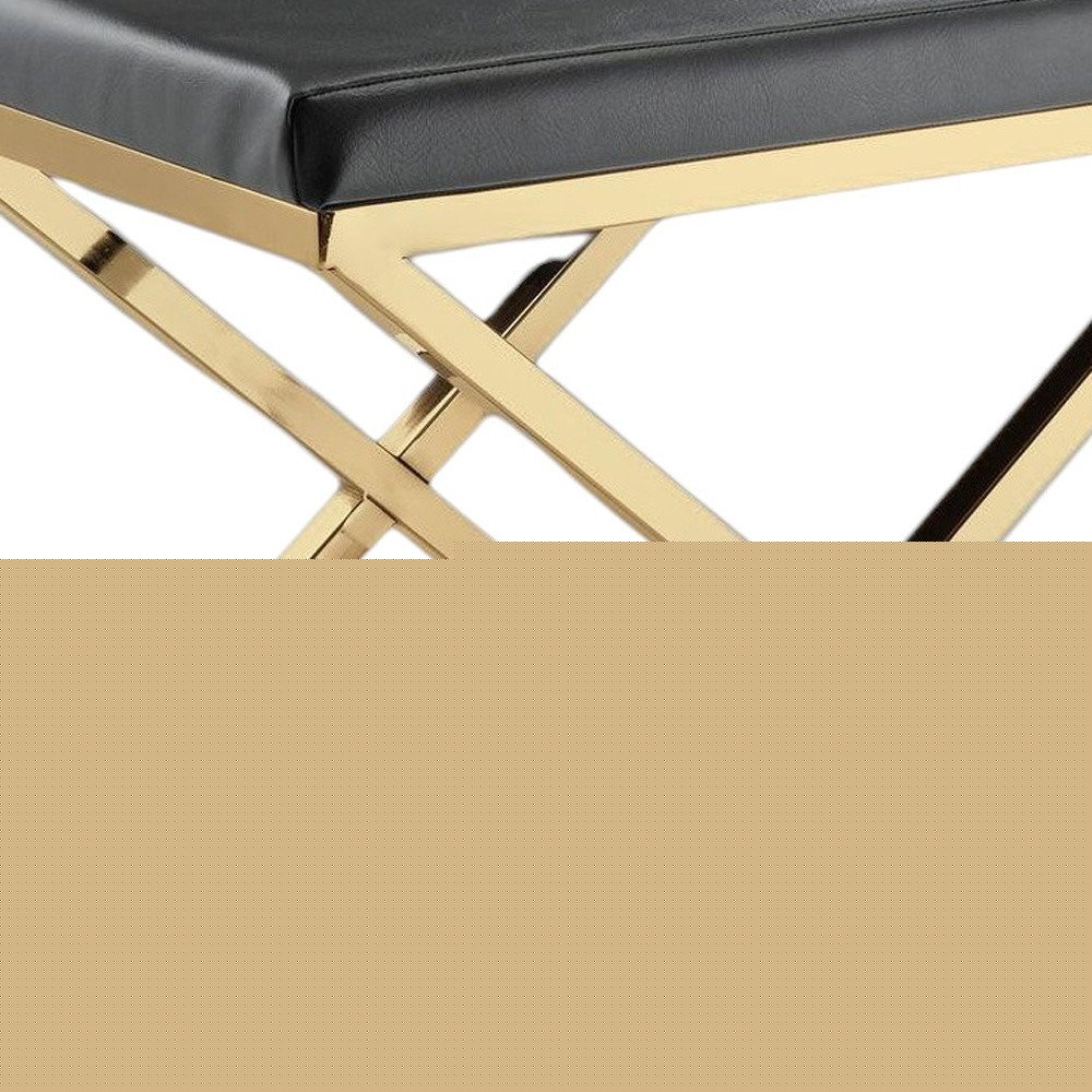21" Charcoal and Gold Faux Leather Vanity Chair HomeRoots