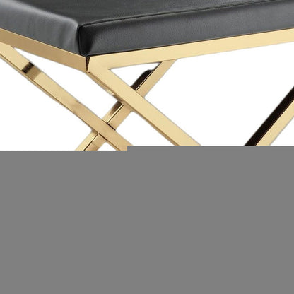 21" Charcoal and Gold Faux Leather Vanity Chair HomeRoots