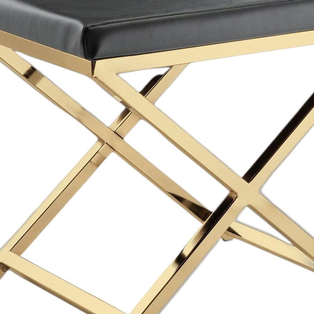 21" Charcoal and Gold Faux Leather Vanity Chair HomeRoots