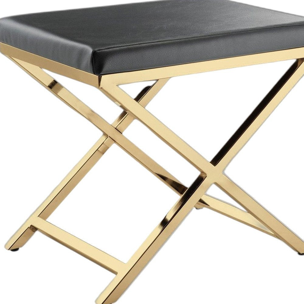 21" Charcoal and Gold Faux Leather Vanity Chair HomeRoots