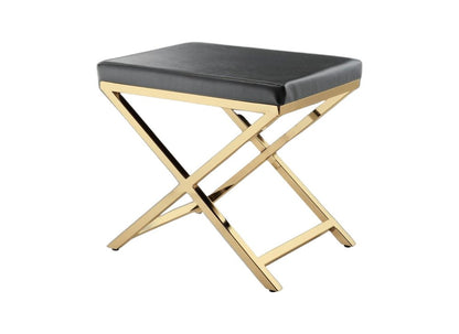 21" Charcoal and Gold Faux Leather Vanity Chair HomeRoots