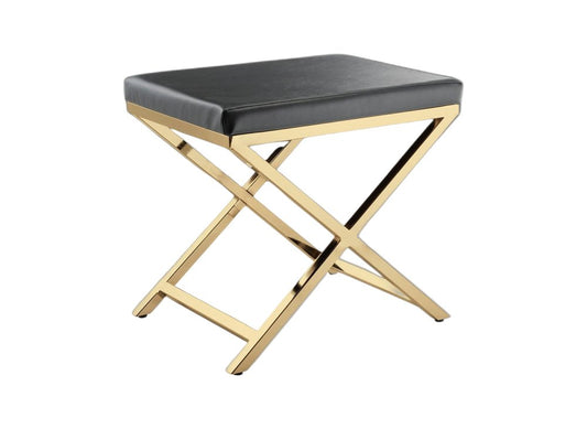 21" Charcoal and Gold Faux Leather Vanity Chair HomeRoots