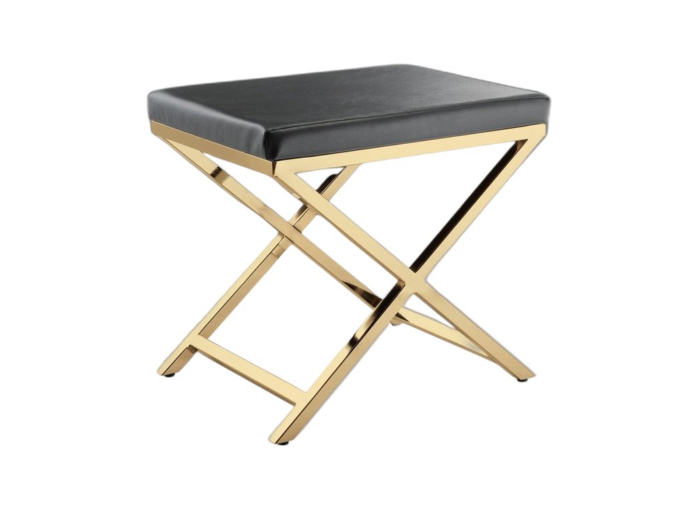 21" Charcoal and Gold Faux Leather Vanity Chair HomeRoots