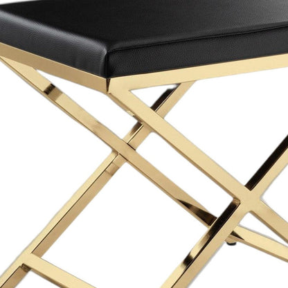 21" Black and Gold Faux Leather Vanity Chair HomeRoots