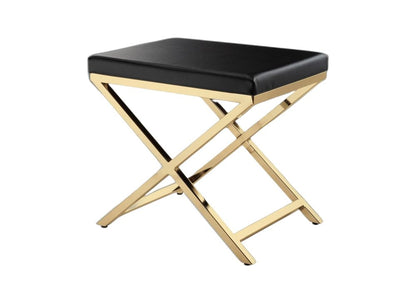 21" Black and Gold Faux Leather Vanity Chair HomeRoots