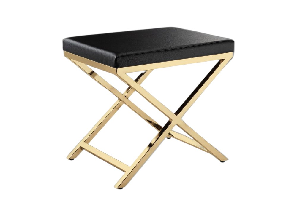 21" Black and Gold Faux Leather Vanity Chair HomeRoots