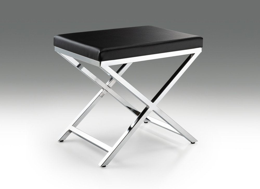 21" Black and Silver Faux Leather Vanity Chair HomeRoots