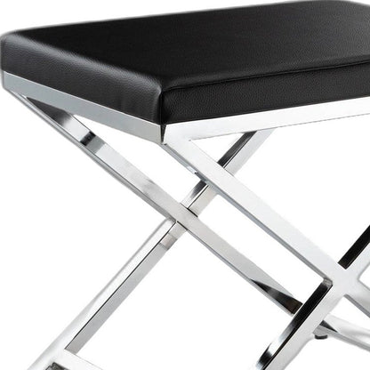 21" Black and Silver Faux Leather Vanity Chair HomeRoots