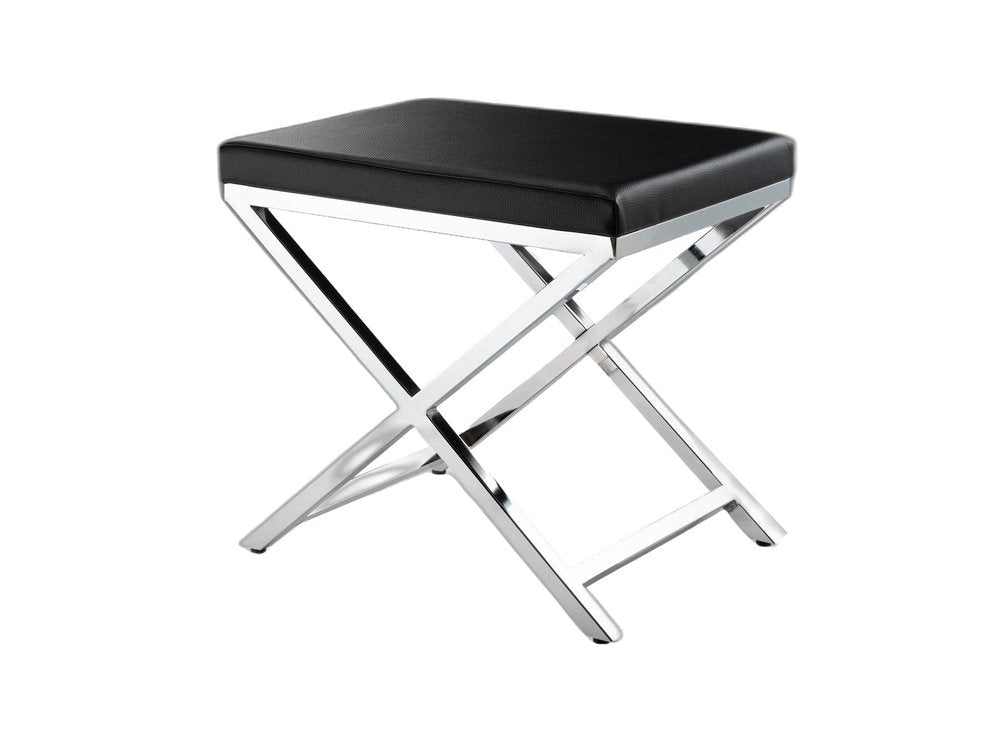 21" Black and Silver Faux Leather Vanity Chair HomeRoots