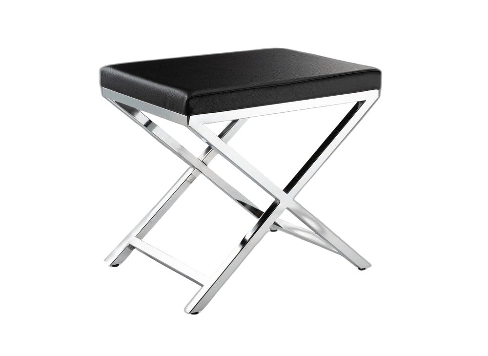 21" Black and Silver Faux Leather Vanity Chair HomeRoots
