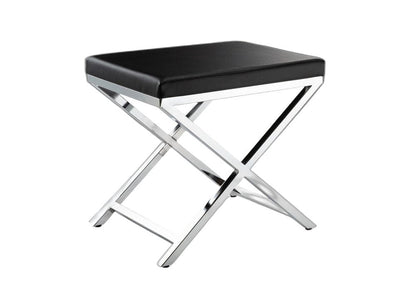 21" Black and Silver Faux Leather Vanity Chair HomeRoots