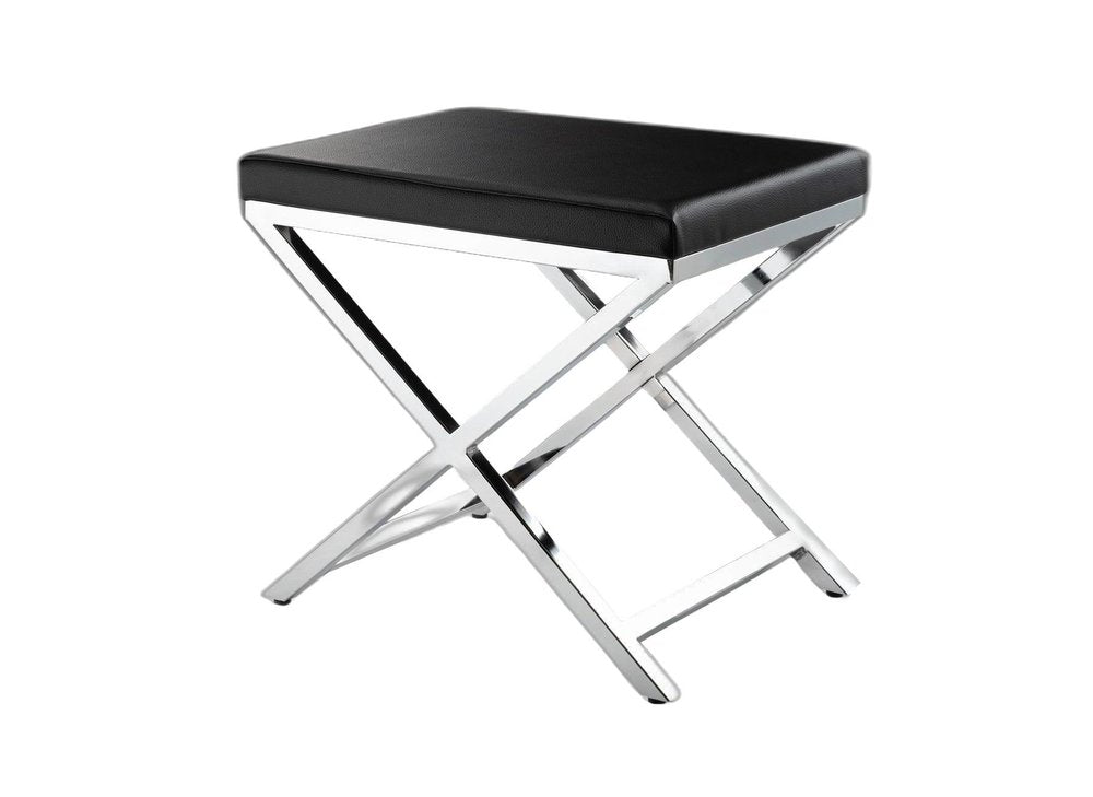 21" Black and Silver Faux Leather Vanity Chair HomeRoots