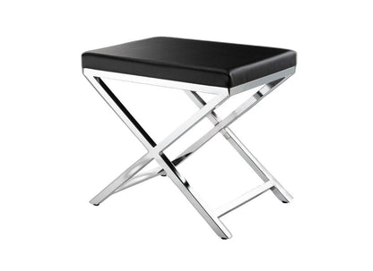 21" Black and Silver Faux Leather Vanity Chair HomeRoots