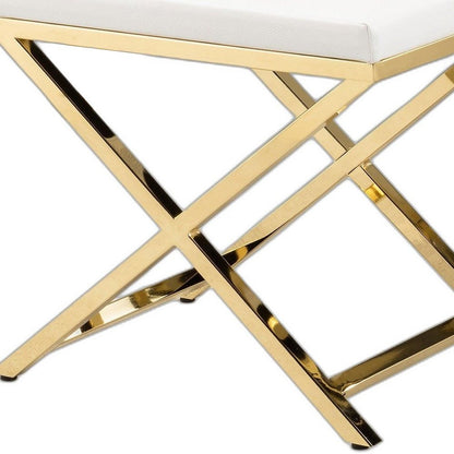21" White and Gold Faux Leather Vanity Chair HomeRoots