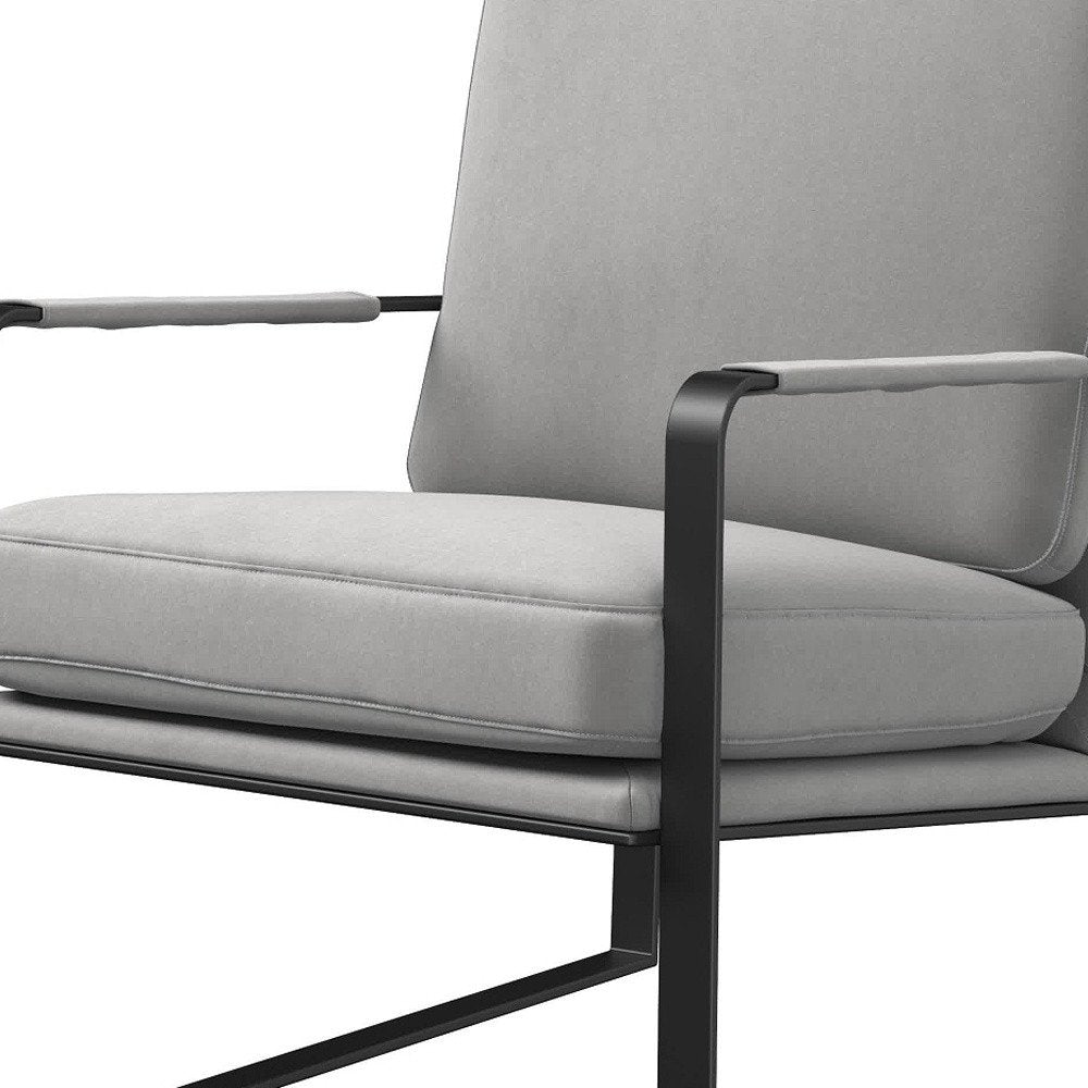 35" Light Gray and Black Velvet And Metal Lounge Chair HomeRoots