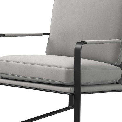 35" Light Gray and Black Velvet And Metal Lounge Chair HomeRoots