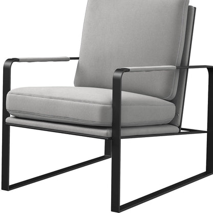 35" Light Gray and Black Velvet And Metal Lounge Chair HomeRoots