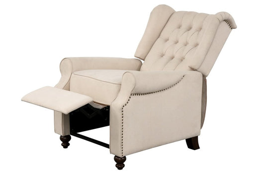 31" Beige Microfiber Manual Club Recliner HomeRoots