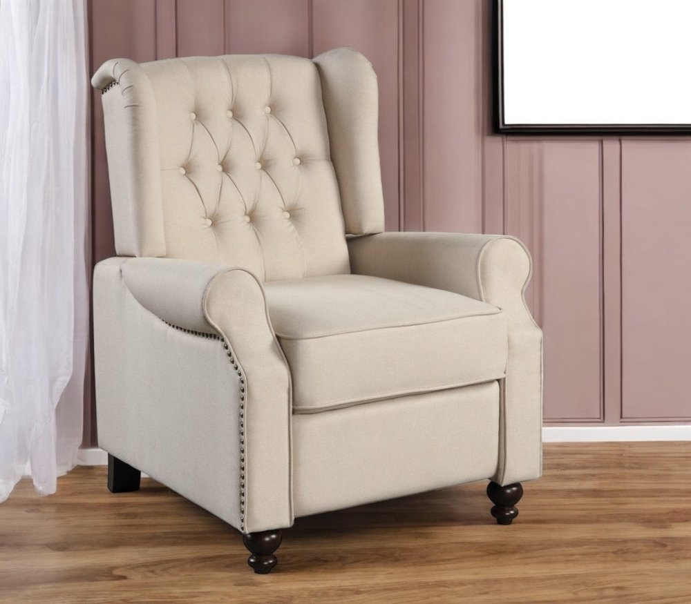 31" Beige Microfiber Manual Club Recliner HomeRoots