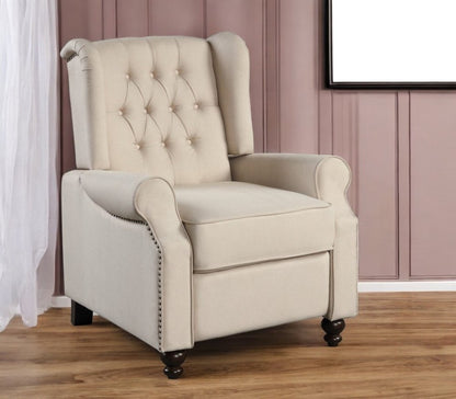 31" Beige Microfiber Manual Club Recliner HomeRoots