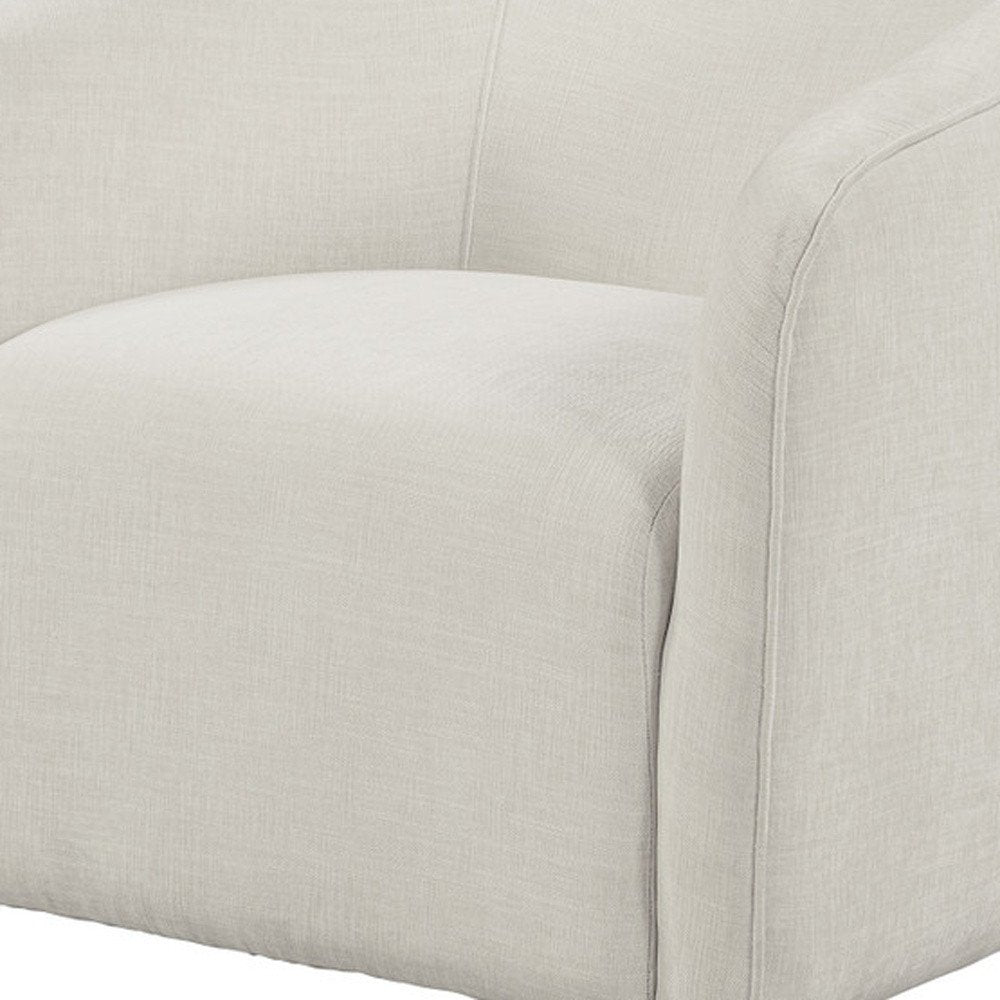32" Beige Fabric Barrel Club Chair HomeRoots