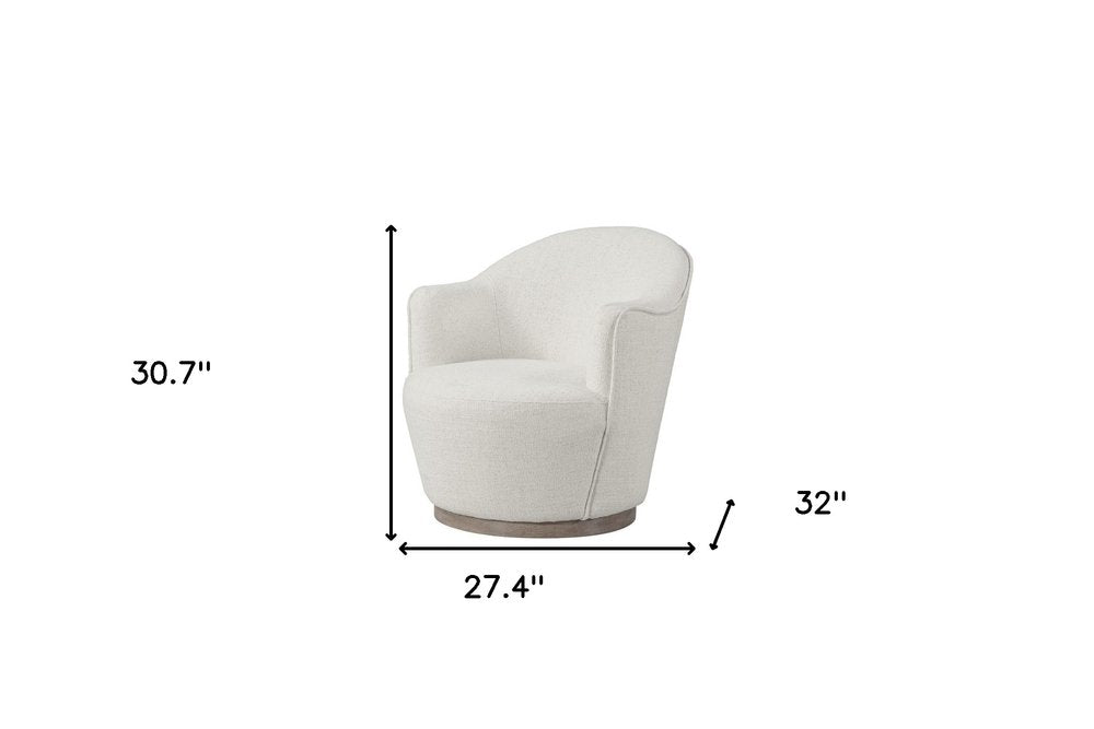 27" Off White Fabric Swivel Barrel Chair HomeRoots