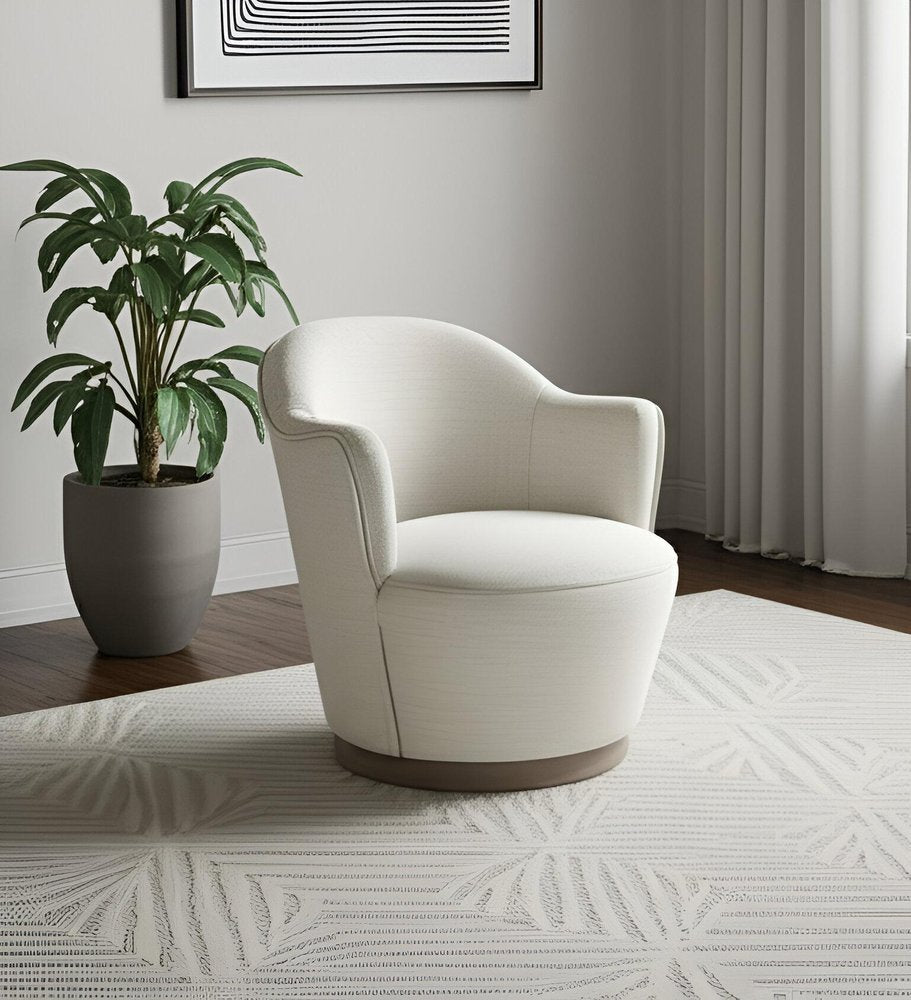 27" Off White Fabric Swivel Barrel Chair HomeRoots