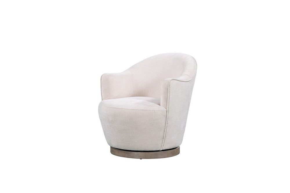 27" Off White Fabric Swivel Barrel Chair HomeRoots
