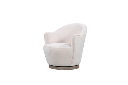 27" Off White Fabric Swivel Barrel Chair HomeRoots