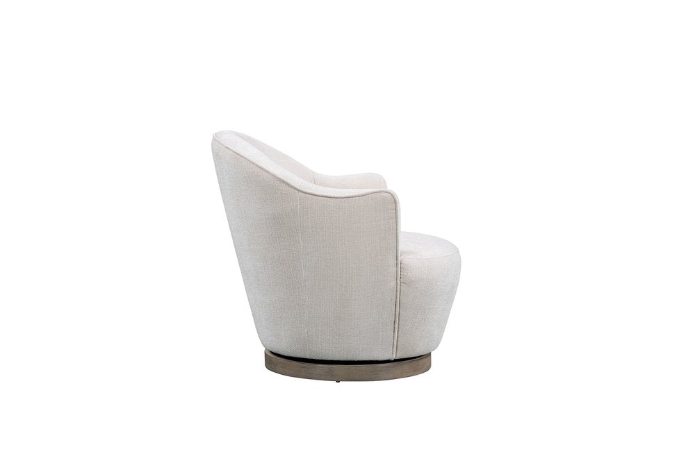 27" Off White Fabric Swivel Barrel Chair HomeRoots